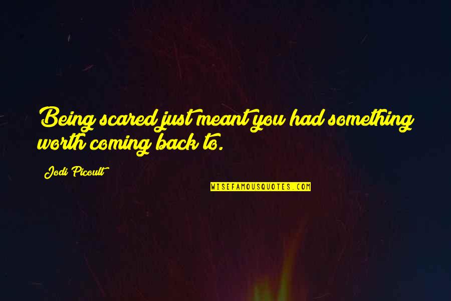 Dpossess Quotes By Jodi Picoult: Being scared just meant you had something worth