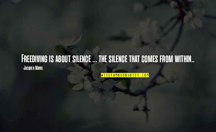 Dr Drakken Quotes By Jacques Mayol: Freediving is about silence ... the silence that