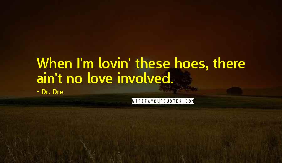 Dr. Dre quotes: When I'm lovin' these hoes, there ain't no love involved.