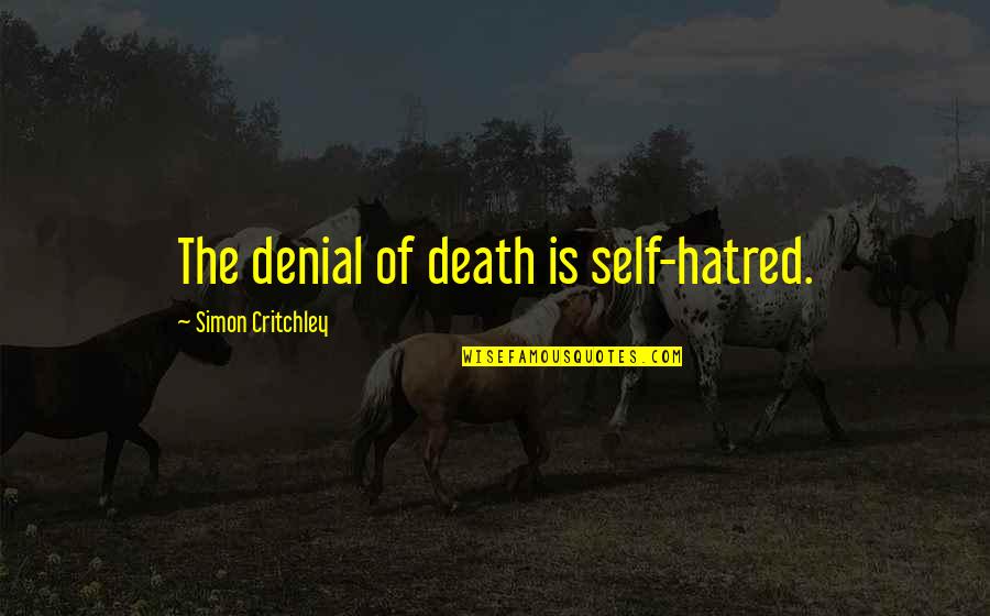 Dr Jinx Quotes By Simon Critchley: The denial of death is self-hatred.