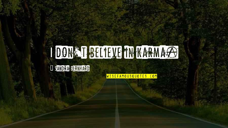 Dr John Flynn Quotes By Sandra Bernhard: I don't believe in karma.