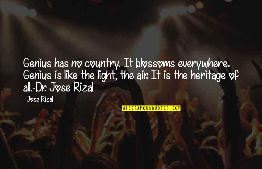 Dr. Jose Rizal Quotes By Jose Rizal: Genius has no country. It blossoms everywhere. Genius