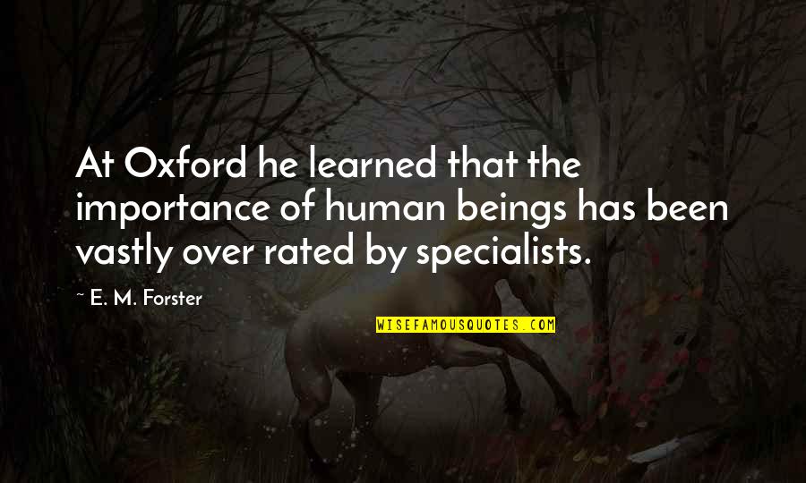 Dr Nathan Katowski Quotes By E. M. Forster: At Oxford he learned that the importance of Dr Nathan Katowski Quotes By E. M. Forster: At Oxford he learned that the importance of
