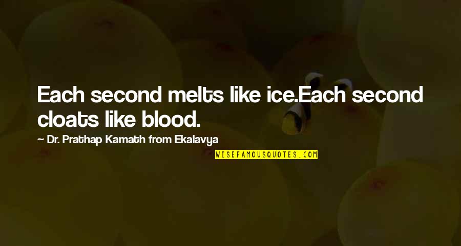 Dr O'hara Quotes By Dr. Prathap Kamath From Ekalavya: Each second melts like ice.Each second cloats like