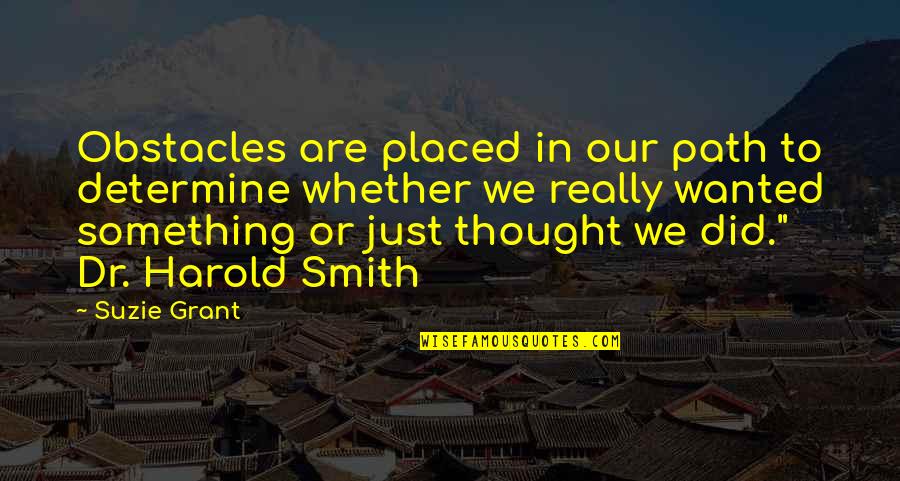 Dr.radhakrishnan Quotes By Suzie Grant: Obstacles are placed in our path to determine Dr.radhakrishnan Quotes By Suzie Grant: Obstacles are placed in our path to determine