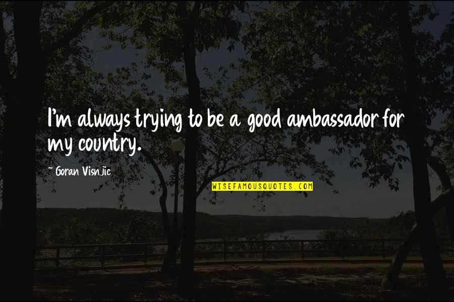 Dr Ravi Zacharias Quotes By Goran Visnjic: I'm always trying to be a good ambassador