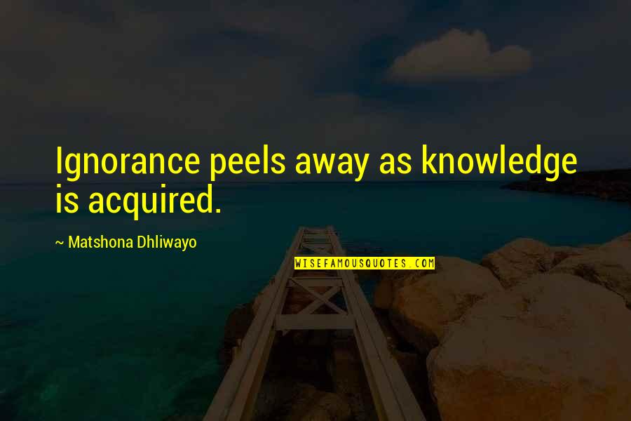 Dr Rieux Quotes By Matshona Dhliwayo: Ignorance peels away as knowledge is acquired.
