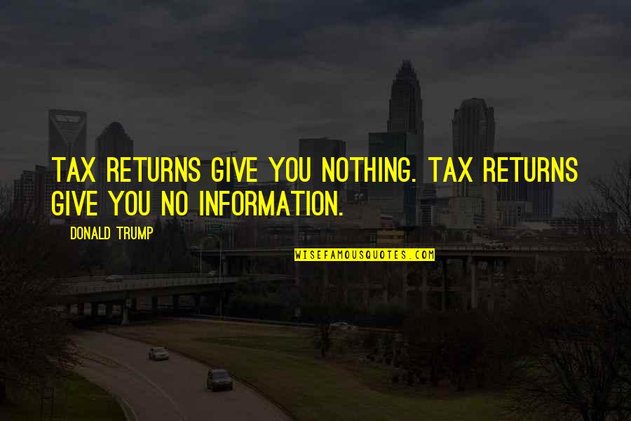 Dr Thomas Dooley Quotes By Donald Trump: Tax returns give you nothing. Tax returns give