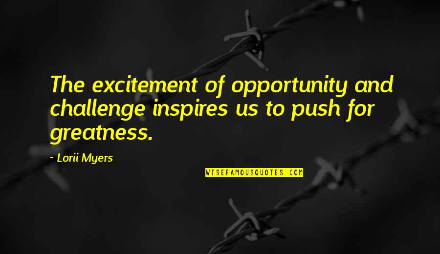 Dr Vindaloo Quotes By Lorii Myers: The excitement of opportunity and challenge inspires us