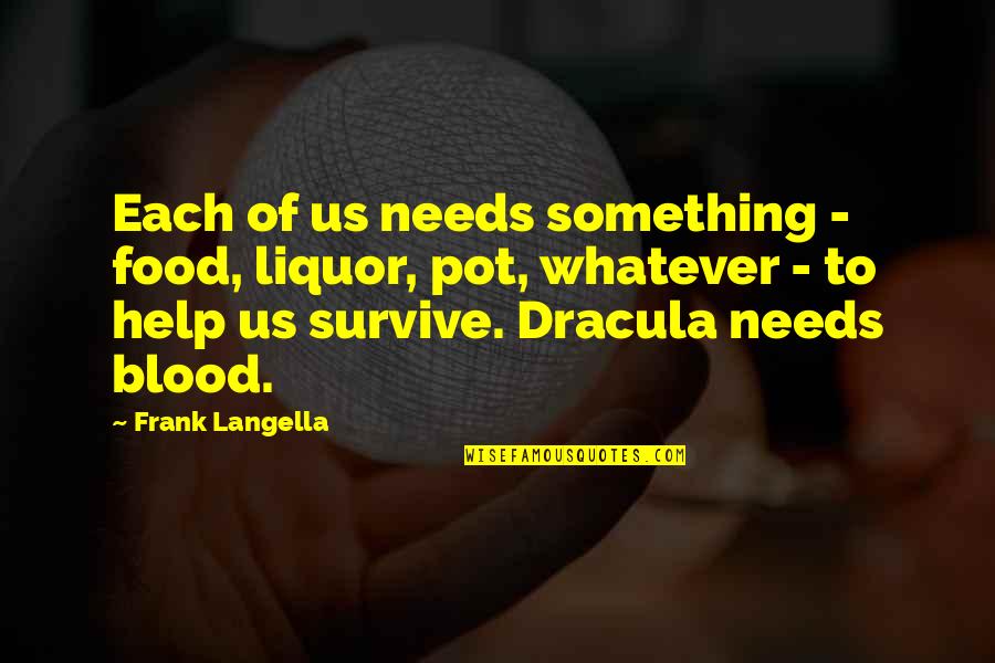 Dracula's Quotes By Frank Langella: Each of us needs something - food, liquor,