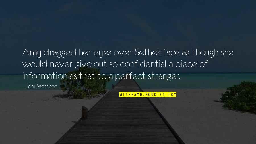 Dragged Out Quotes By Toni Morrison: Amy dragged her eyes over Sethe's face as Dragged Out Quotes By Toni Morrison: Amy dragged her eyes over Sethe's face as
