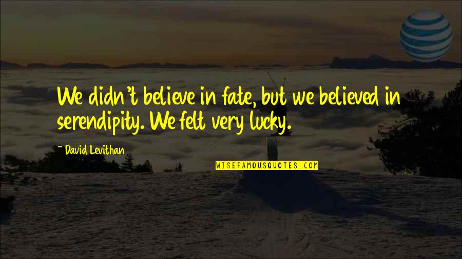 Draghici Lavinia Quotes By David Levithan: We didn't believe in fate, but we believed