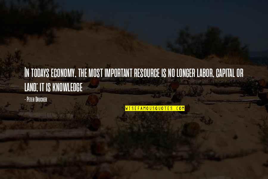 Dragica Radosavljevic Cakana Quotes By Peter Drucker: In todays economy, the most important resource is Dragica Radosavljevic Cakana Quotes By Peter Drucker: In todays economy, the most important resource is