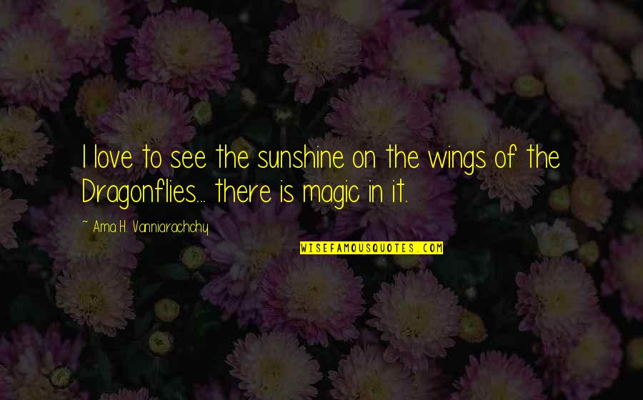 Dragonflies Quotes By Ama H. Vanniarachchy: I love to see the sunshine on the