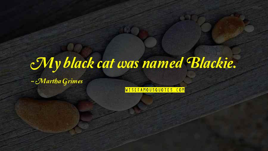 Dragonfly Spiritual Quotes By Martha Grimes: My black cat was named Blackie.