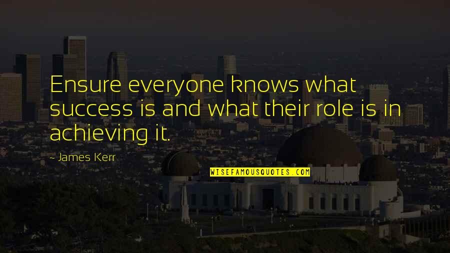 Draguicevich Punter Quotes By James Kerr: Ensure everyone knows what success is and what