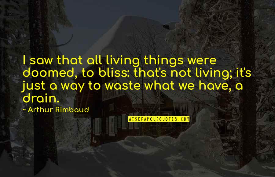 Drain Out Quotes By Arthur Rimbaud: I saw that all living things were doomed,