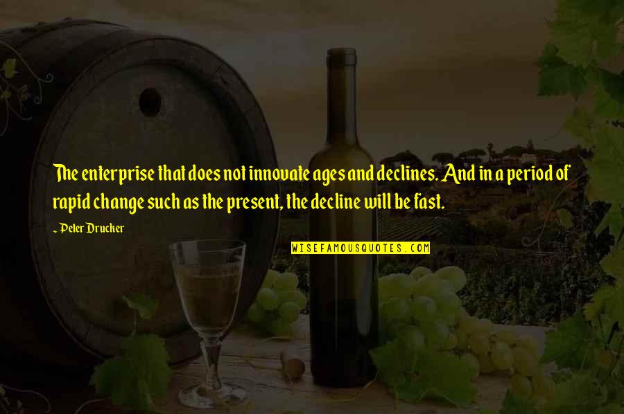 Draindo Quotes By Peter Drucker: The enterprise that does not innovate ages and Draindo Quotes By Peter Drucker: The enterprise that does not innovate ages and