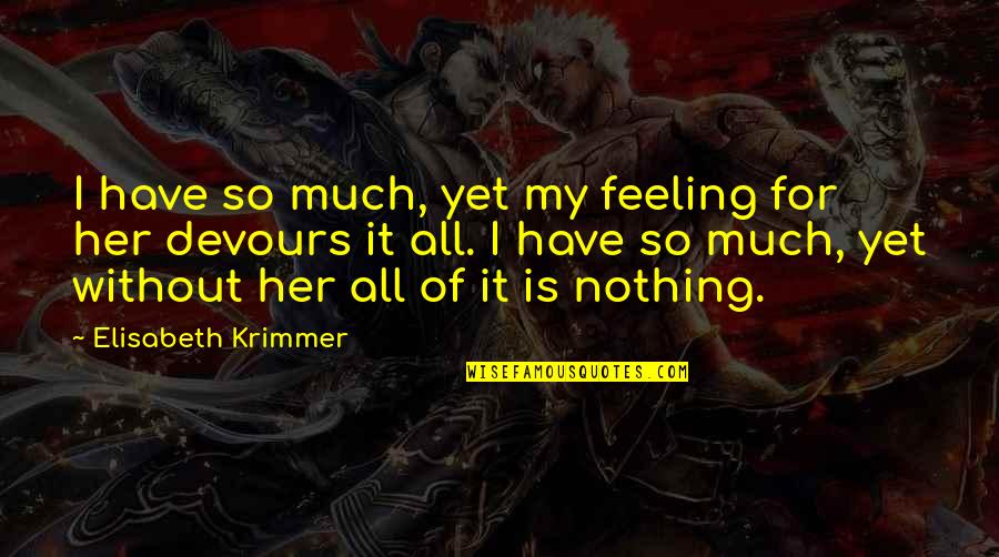 Drake Romantic Quotes By Elisabeth Krimmer: I have so much, yet my feeling for