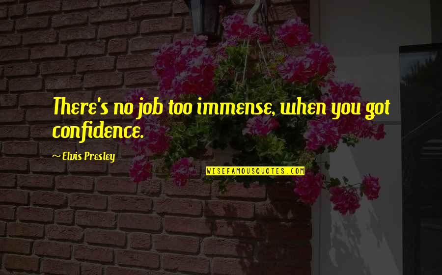 Dramatic Irony Macbeth Quotes By Elvis Presley: There's no job too immense, when you got Dramatic Irony Macbeth Quotes By Elvis Presley: There's no job too immense, when you got