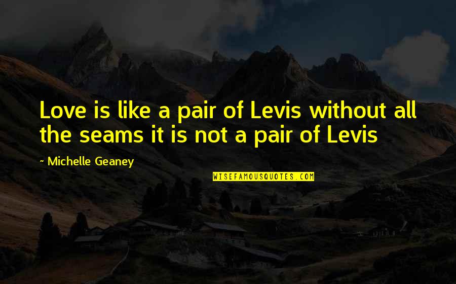 Dramatize Synonyms Quotes By Michelle Geaney: Love is like a pair of Levis without