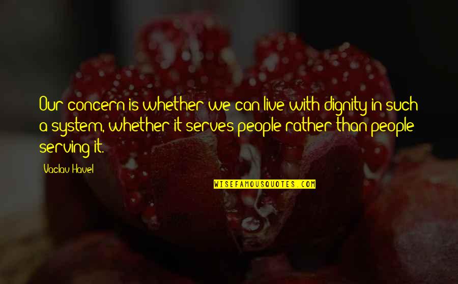 Drauf Dran Quotes By Vaclav Havel: Our concern is whether we can live with