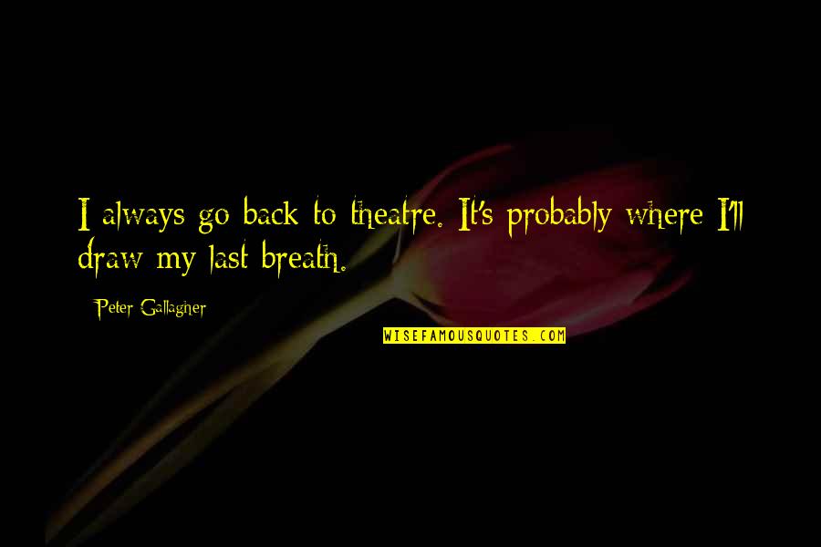 Draw Back Quotes By Peter Gallagher: I always go back to theatre. It's probably