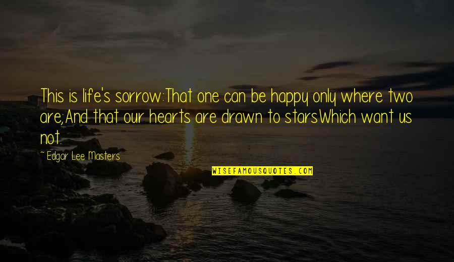 Drawn Love Quotes By Edgar Lee Masters: This is life's sorrow:That one can be happy