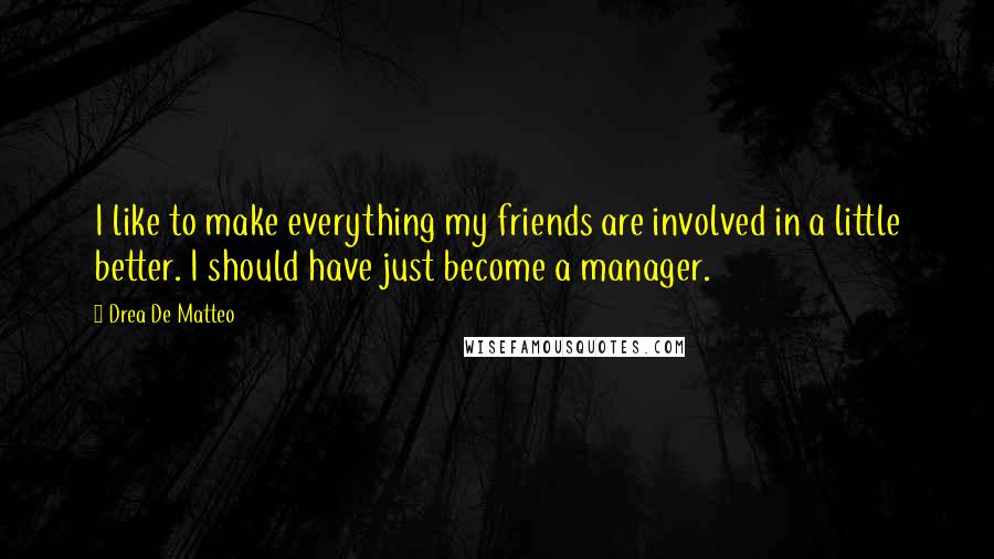 Drea De Matteo quotes: I like to make everything my friends are involved in a little better. I should have just become a manager.