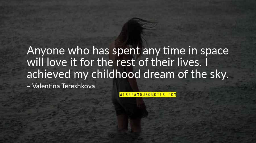 Dream Achieved Quotes By Valentina Tereshkova: Anyone who has spent any time in space