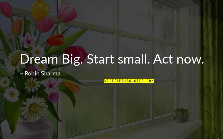 Dream Act Quotes By Robin Sharma: Dream Big. Start small. Act now.