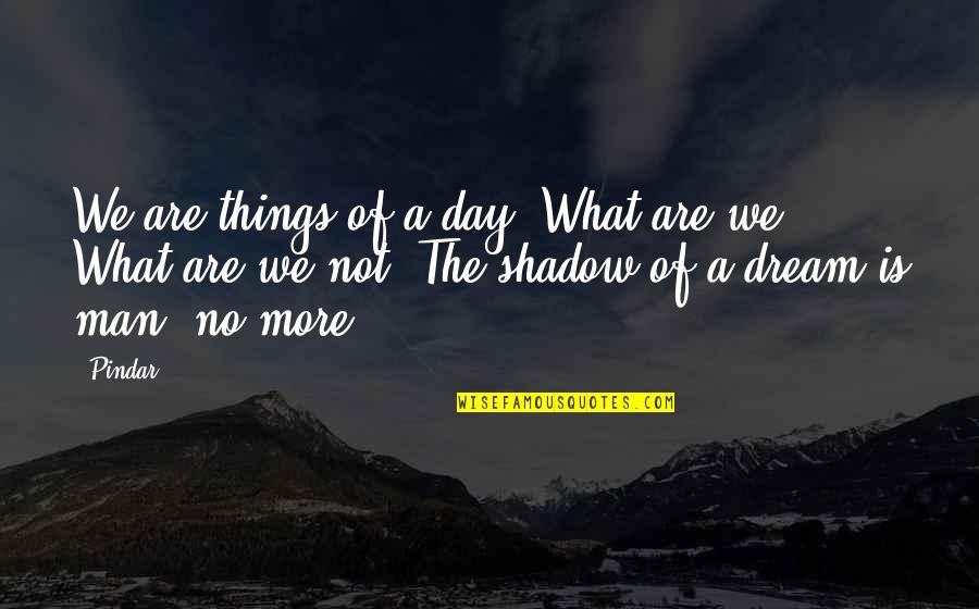 Dream All Day Quotes By Pindar: We are things of a day. What are