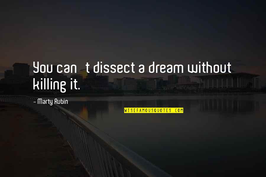 Dream Analysis Quotes By Marty Rubin: You can't dissect a dream without killing it.