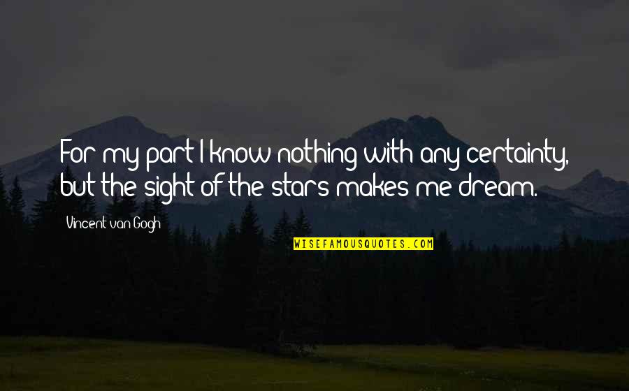 Dream And Stars Quotes By Vincent Van Gogh: For my part I know nothing with any