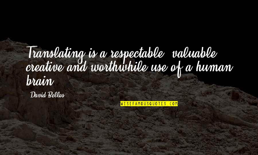 Dream Believe And Achieve Quotes By David Bellos: Translating is a respectable, valuable, creative and worthwhile