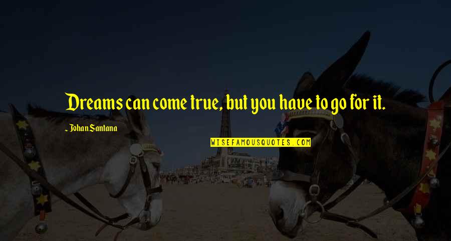 Dream Can Come True Quotes By Johan Santana: Dreams can come true, but you have to Dream Can Come True Quotes By Johan Santana: Dreams can come true, but you have to