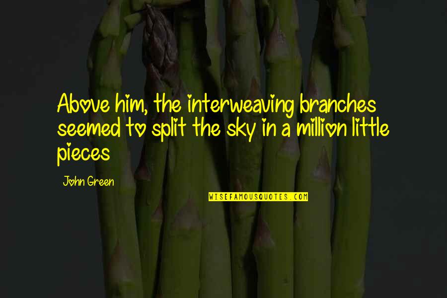 Dream Crusher Quotes By John Green: Above him, the interweaving branches seemed to split