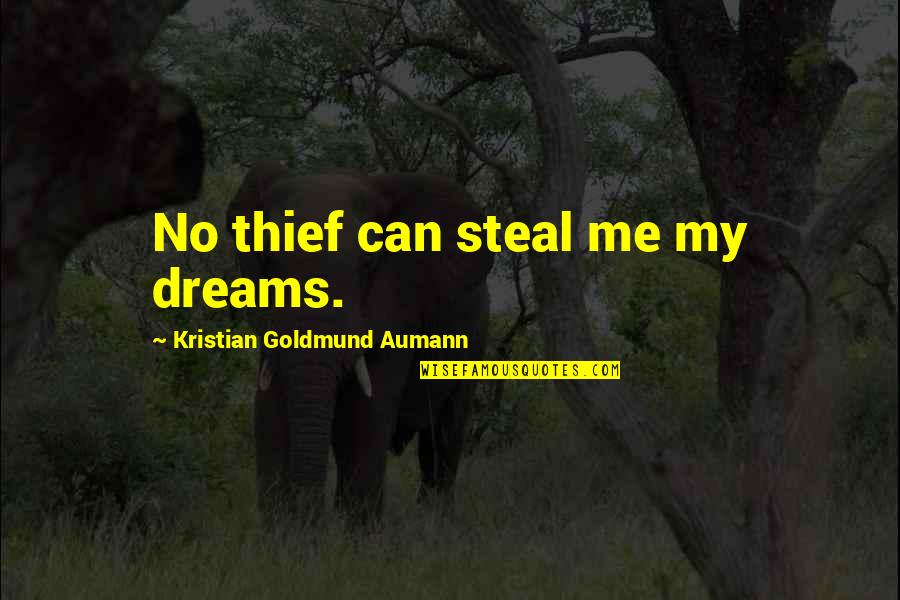 Dream Dreams Quote Quotes By Kristian Goldmund Aumann: No thief can steal me my dreams.