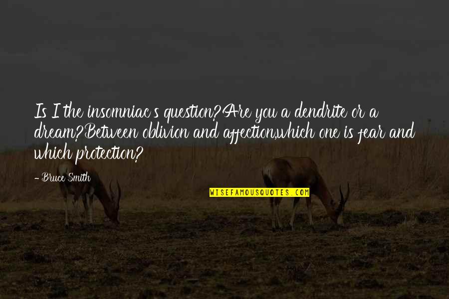 Dream For Insomniac Quotes By Bruce Smith: Is I the insomniac's question?Are you a dendrite