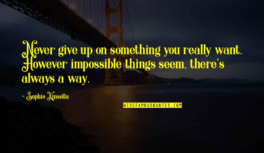 Dream High Short Quotes By Sophie Kinsella: Never give up on something you really want.