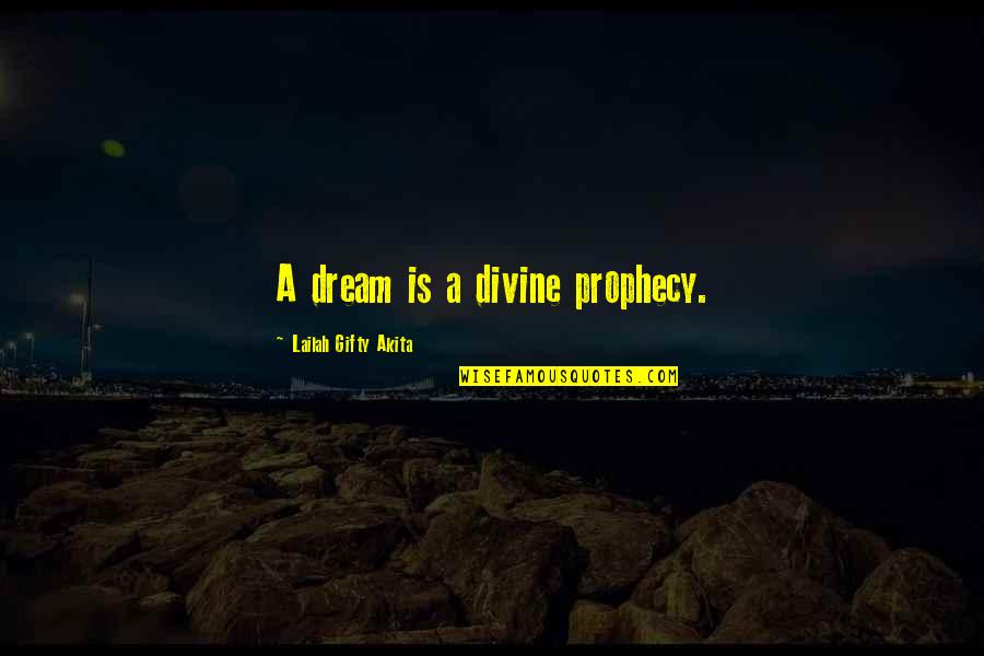 Dream Hope Believe Quotes By Lailah Gifty Akita: A dream is a divine prophecy.