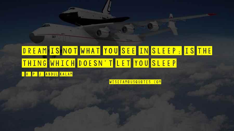 Dream In Sleep Quotes By A. P. J. Abdul Kalam: Dream is not what you see in sleep;
