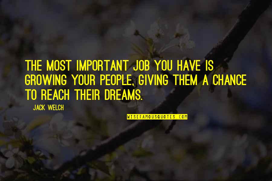 Dream Job Quotes By Jack Welch: The most important job you have is growing