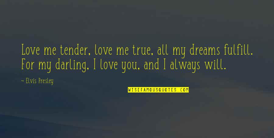 Dream Love Quotes By Elvis Presley: Love me tender, love me true, all my