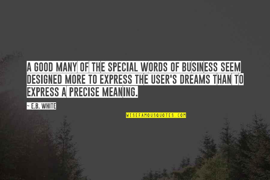 Dream More Quotes By E.B. White: A good many of the special words of
