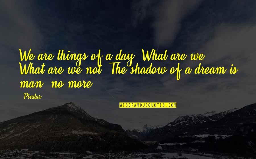Dream More Quotes By Pindar: We are things of a day. What are