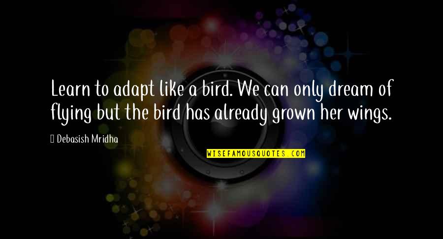 Dream Of Her Quotes By Debasish Mridha: Learn to adapt like a bird. We can