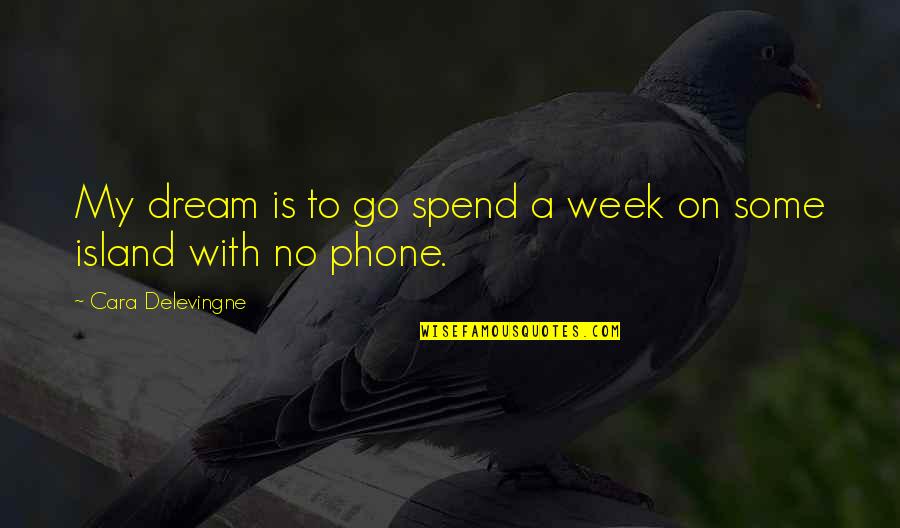 Dream Phone Quotes By Cara Delevingne: My dream is to go spend a week