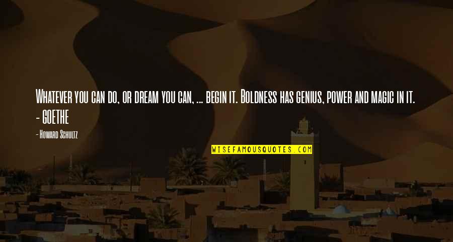 Dream Power Quotes By Howard Schultz: Whatever you can do, or dream you can,