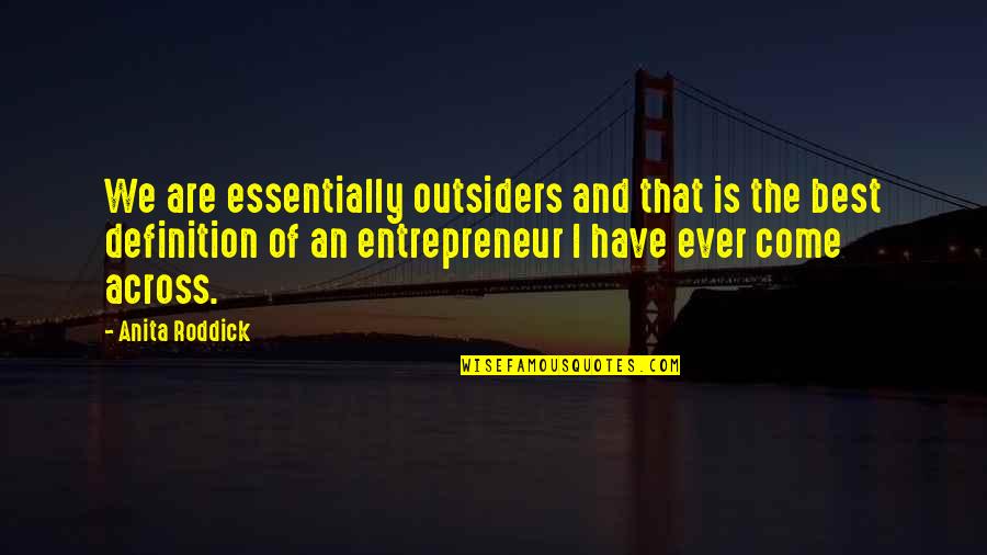Dream Weaver Quotes By Anita Roddick: We are essentially outsiders and that is the